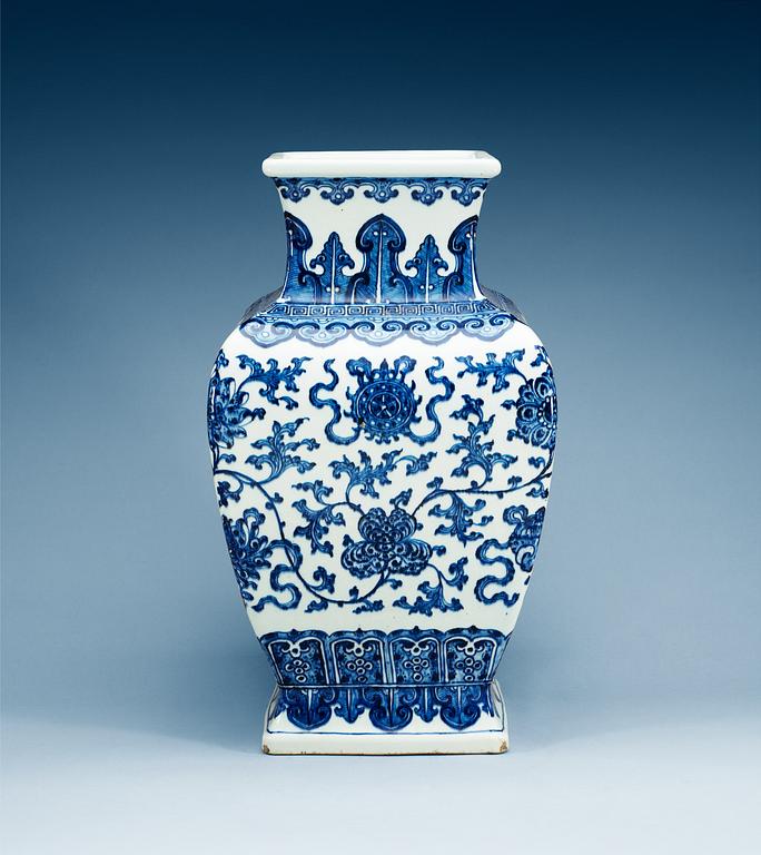 A large blue and white vase, Qing dynasty with Xuandes six character mark.