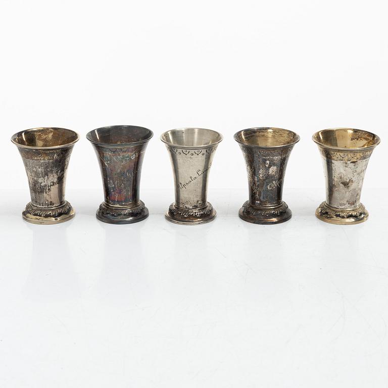 Ten Swedish silver beakers, mark of KG Markströms, Uppsala, some 1905.
