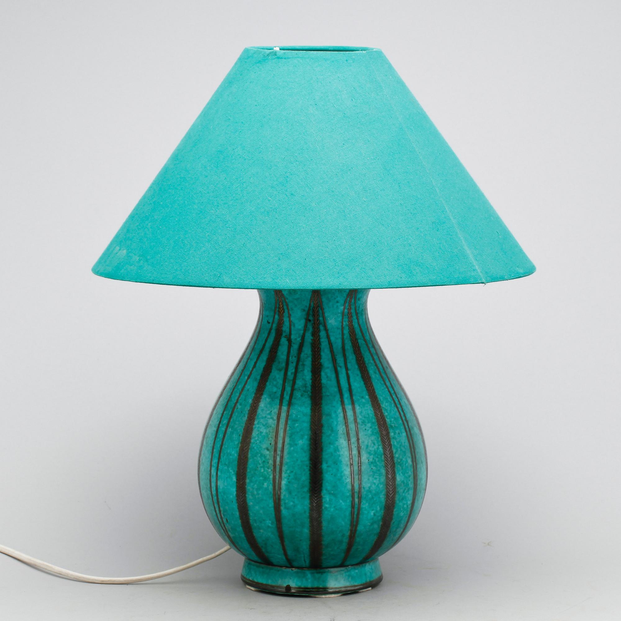BORDSLAMPA, stengods, "Argenta", Wilhelm Kåge Gustavsberg.