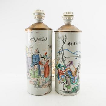 Table lamps/Vases 2 similar China 20th century porcelain.