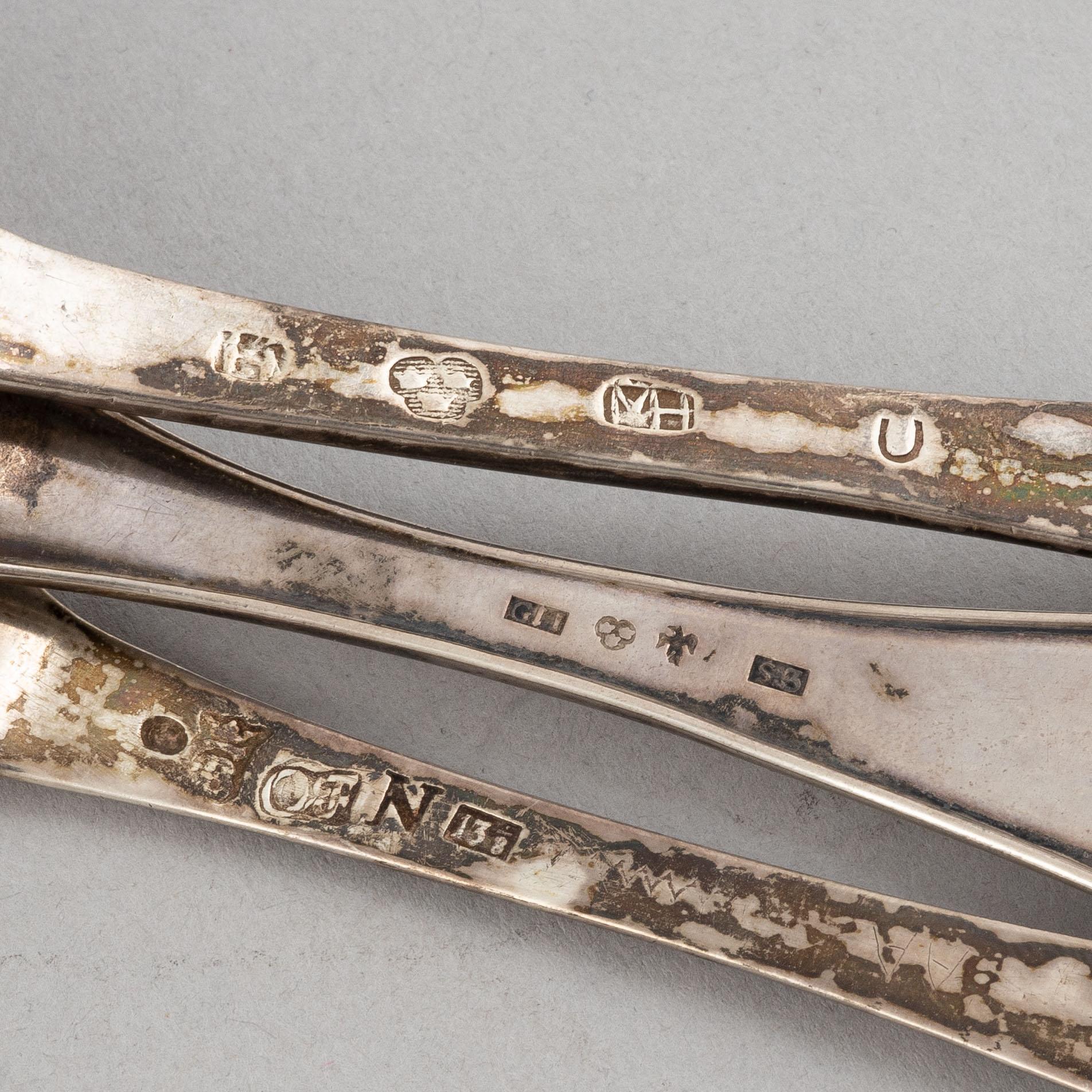 29 silvers spoons by varying smiths, Sweden, 18th-19th centruy.