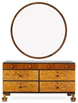 A Swedish stained birch and palisander chest of drawers, 1920-30's.