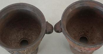 YTTERFODER, ett par, Svartmålat gjutjärn, Barockstil, Vattholma bruk, 1800-tal.