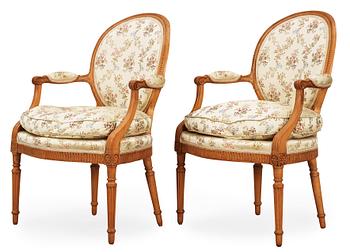 1540. A pair of Louis XVI 18th century armchairs.