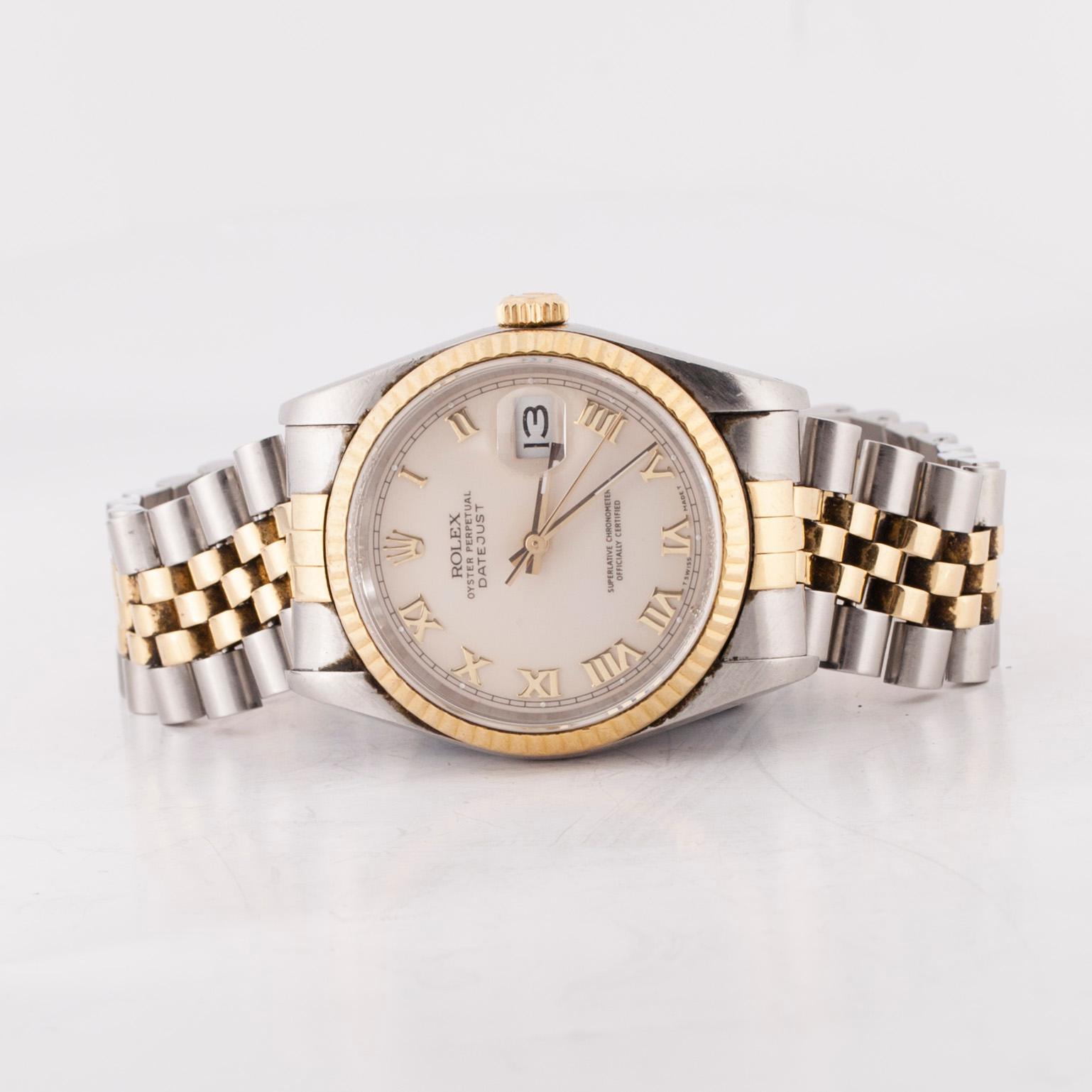 ARMBANDSUR, Rolex Oyster Perpetual Datejust , stål och guld. 1980-tal. Originallåda.