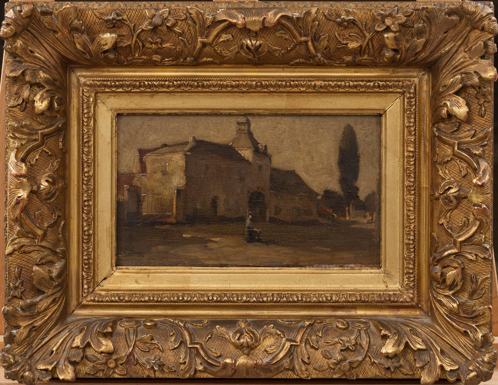 OKÄND KONSTNÄR, olja på pannå, signerad W. v. d. Berg. 1800-tal.