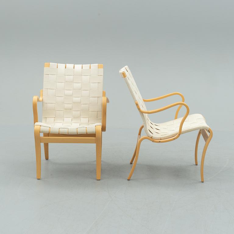 A pair of second half of the 20th century 'Mina' armchairs by Bruno Mathsson.