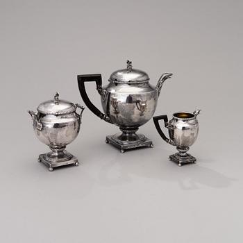 A three piece silver coffee set, Germany ca 1900.
