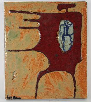 HOLM, ÅKE. Plakett, stengods, sign.