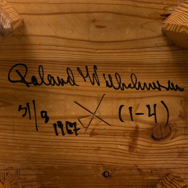 ROLAND WILHELMSSON, pallar, 3 st, signerade och daterade 31/8 1967.