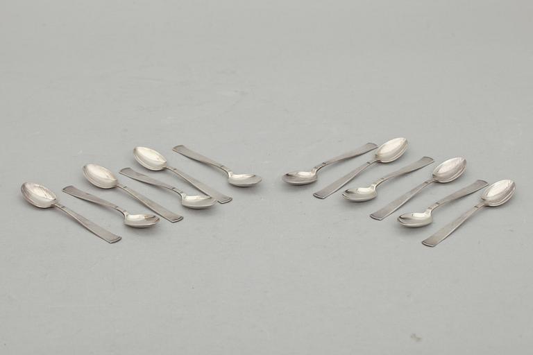 KAFFESKEDAR, 12 st, silver, "Rosenholm", GAB, 1900-tal, vikt 146g.