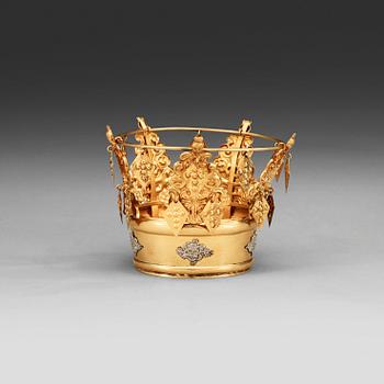 882. A Swedish 19th century silver-gilt wedding-crown, marks of Eric Söderholm, Härnösand 1841.