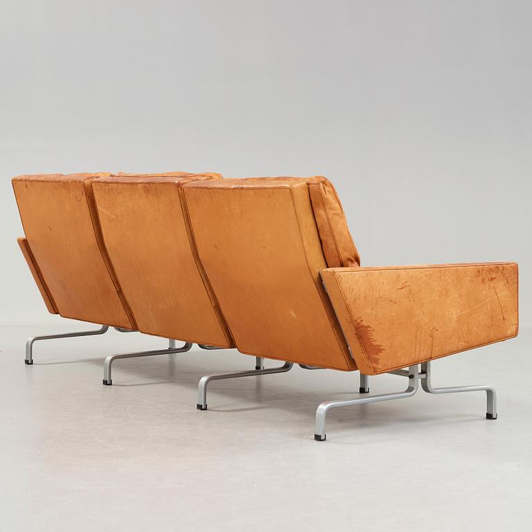 Poul Kjaerholm, A Poul Kjaerholm three seated 'PK-31-3' brown leather sofa by E Kold Christensen, Denmark 1960's.