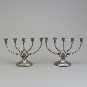 A pair of pewter candelabra from GAB, first half of the 20th century.