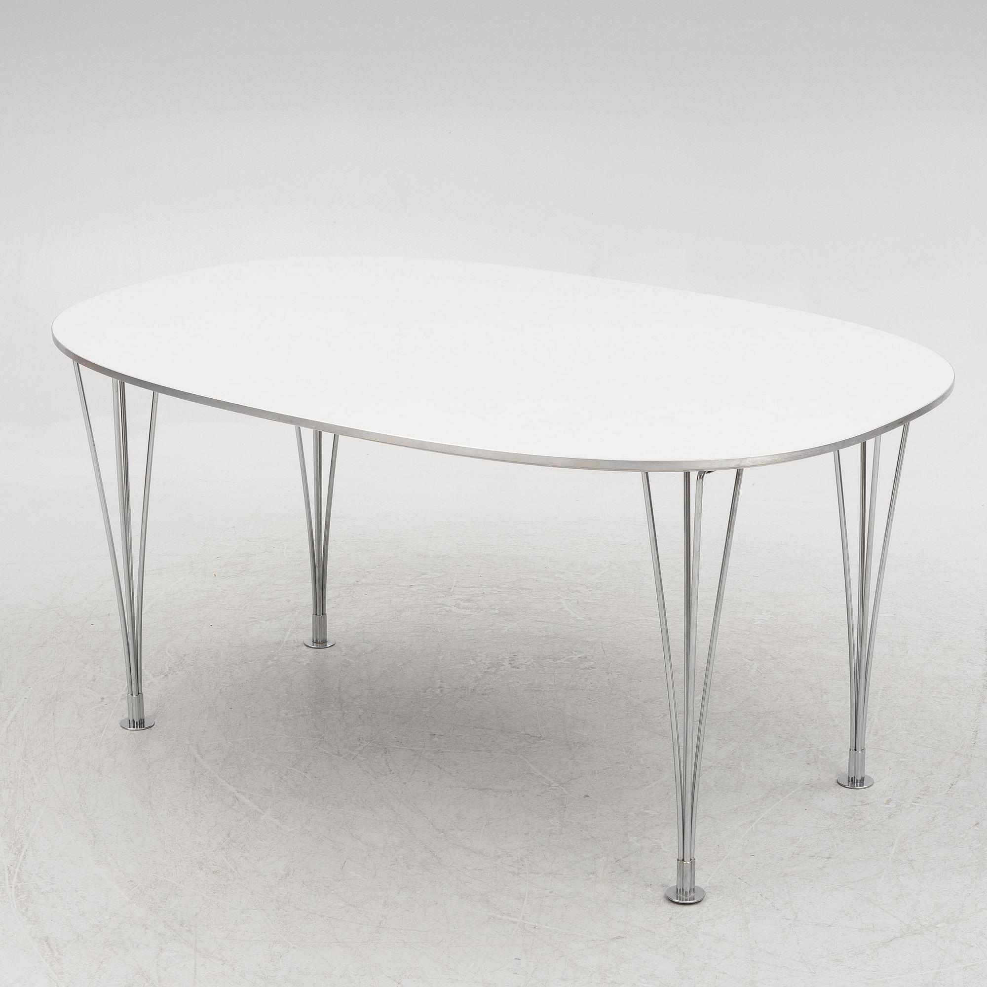 Bruno Mathsson & Piet Hein, matbord, "Superellips", Fritz Hansen, Danmark, daterat 1995.