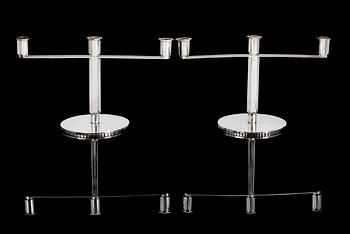 Wiwen Nilsson, A pair of Wiwen Nilsson candelabra for three candles, Lund in 1929. This model was first shown at an exhibition at "Kulturen" this very year.