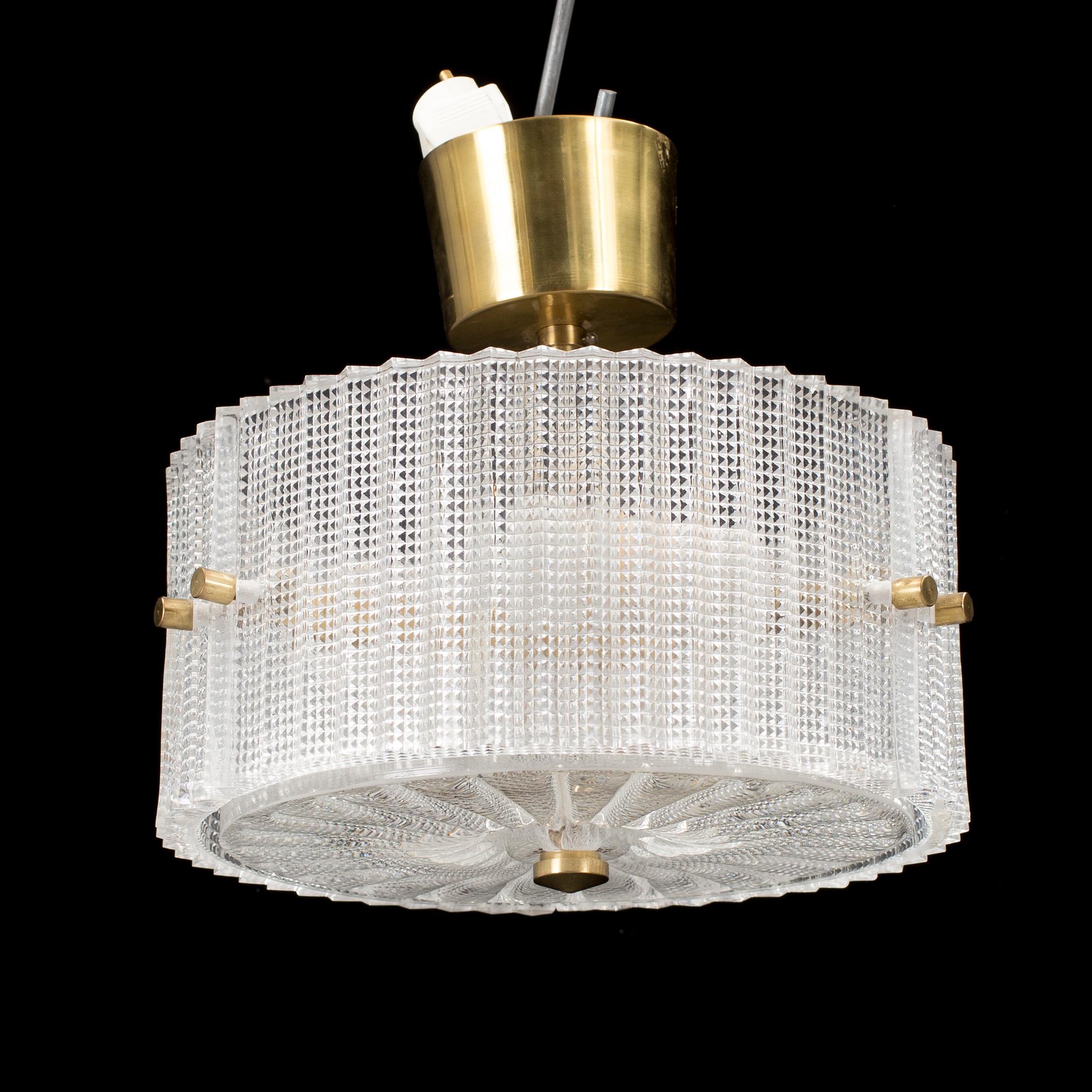 CARL FAGERLUND, taklampa av glas, Orrefors, 1950/60-tal.