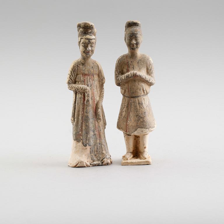 FIGURER, 2 st, lergods, Sui, Kina, 500-600-tal.