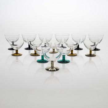 Saara Hopea, A set of 14 cocktail glasses model 2126. Nuutajärvi.