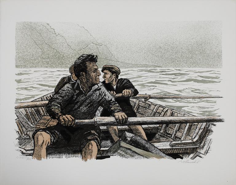 ROLAND SVENSSON, mapp med 7 färglitografier samt häfte, "Tristan da Cunha", sign, numr 187/300.