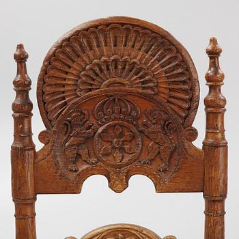 A pair of Spanish colonial style ladder-back chairs, circa 1900.
