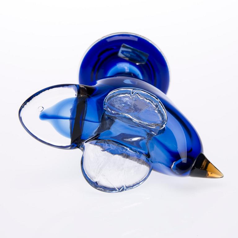 FIGURIN, glas, "Flugsnappare", signerad Oiva Toikka Nuutajärvi Notsjö.