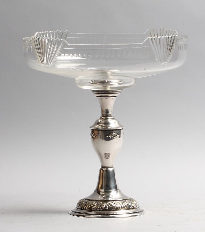 PRAKTSKÅL, nysilver och glas, tidigt 1900-tal.