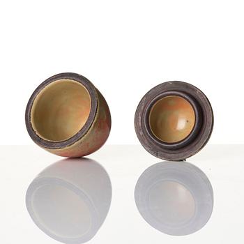 Hans Hedberg, a faience sculpture of an egg, two-part, Biot, France.