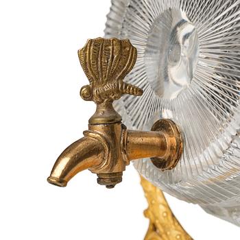 A Empire ormolu-mounted cut glass wine barrel.