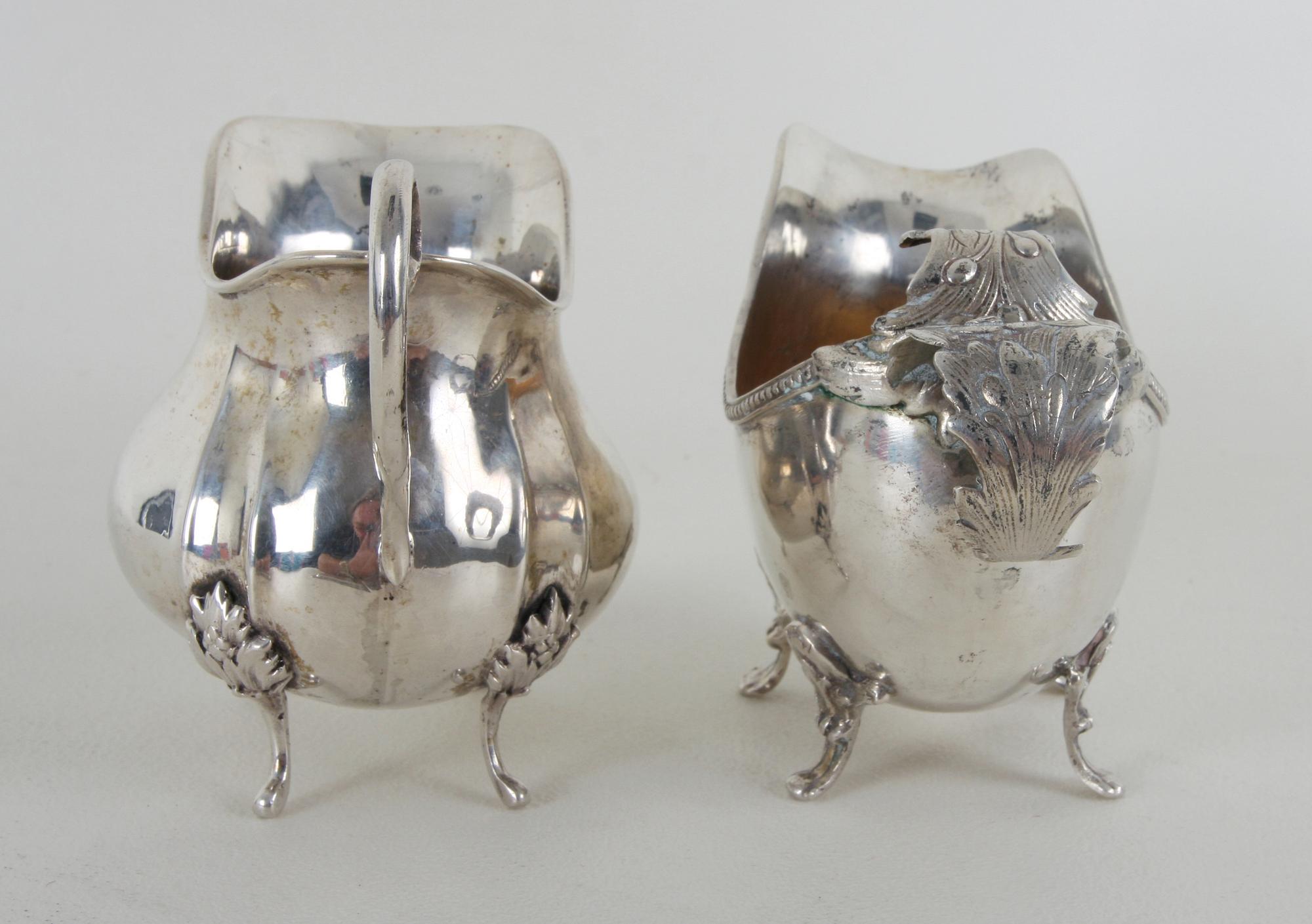 GRÄDDKANNOR, 1+1st och FAT, silver, importstämplar.