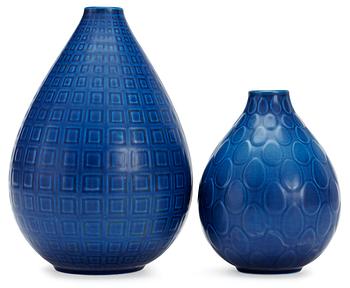 557. Two Nils Thorsson "Marselis" stoneware vases, Aluminia, Denmark, 1950's.