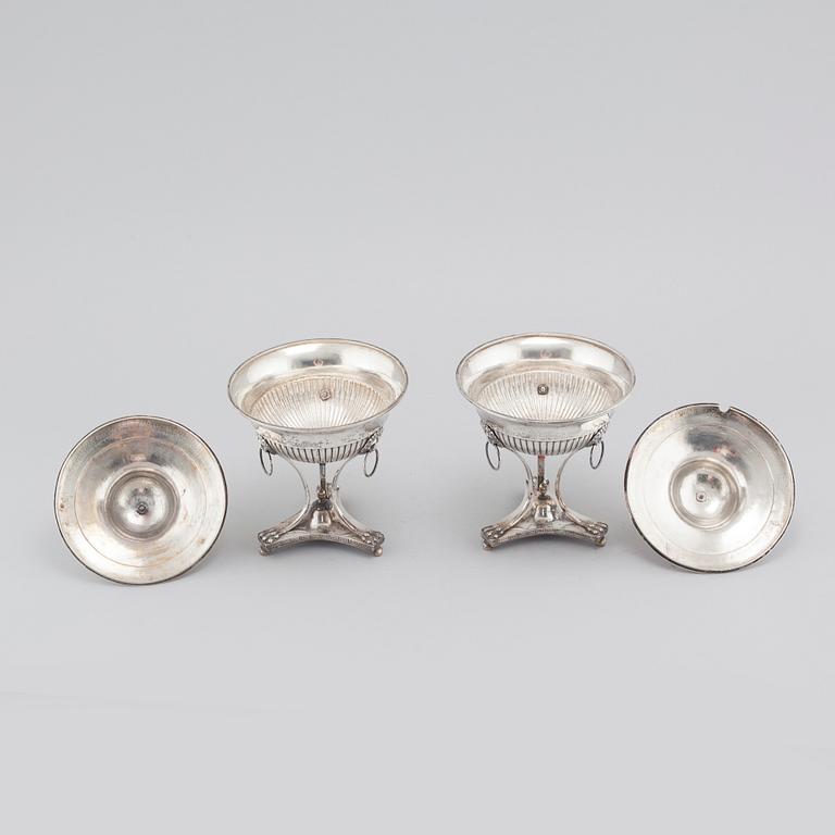 A pair of slidded silver sugar bowls by Petter Adolf Sjöberg, Stockholm, from 1819.