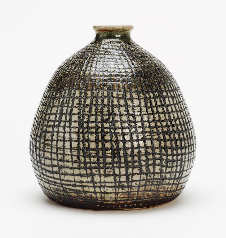An Anders Bruno Liljefors stoneware vase, Gustavsberg studio 1952.