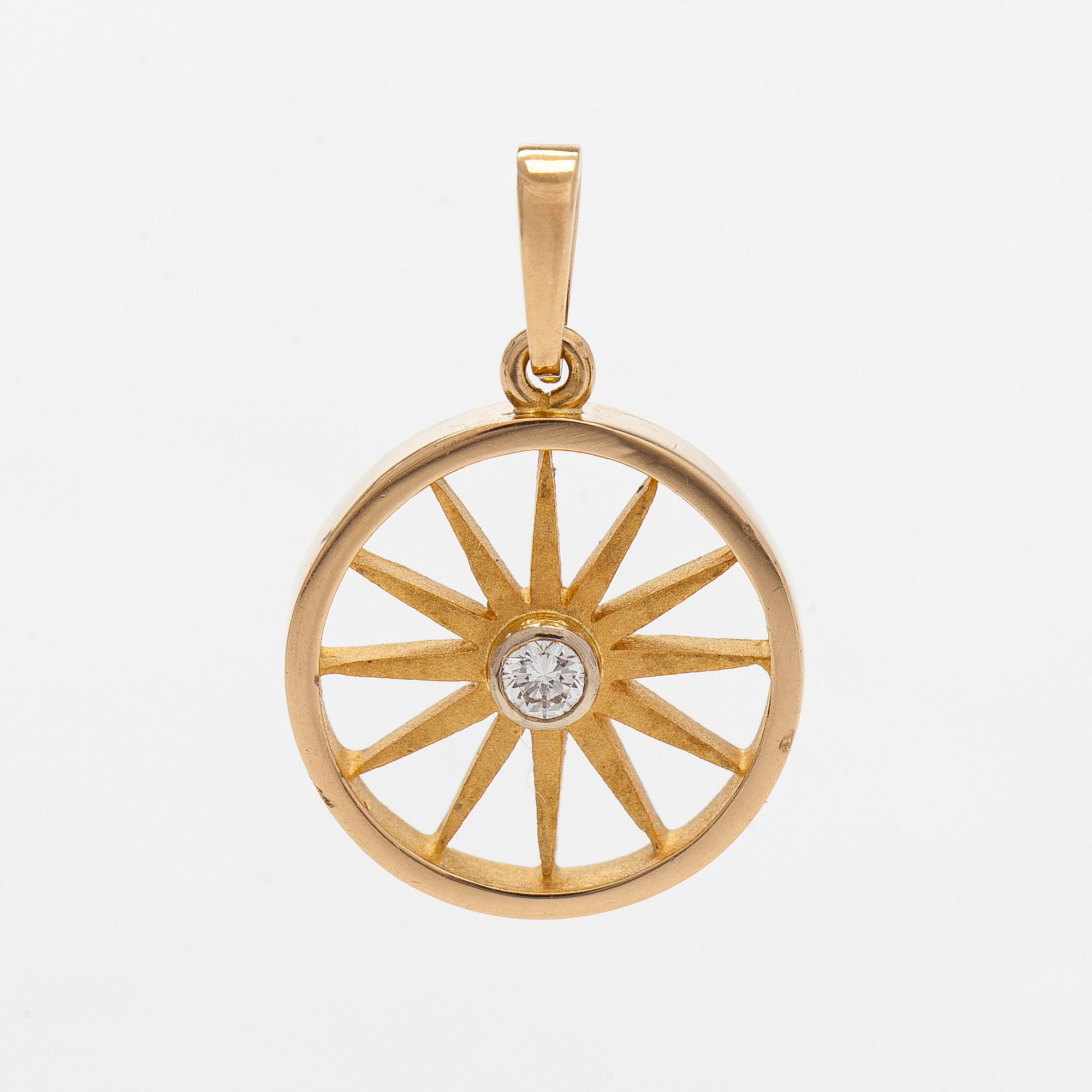 Hänge, briljantslipad diamant, 18K guld, A. Tillander.