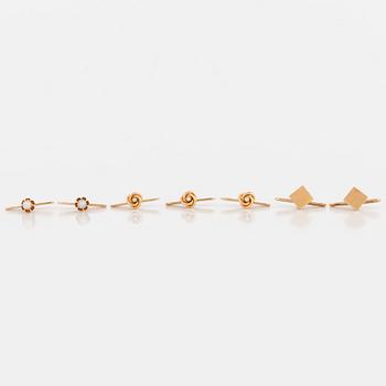 SHIRT STUDS, three pairs plus one, 18K gold.