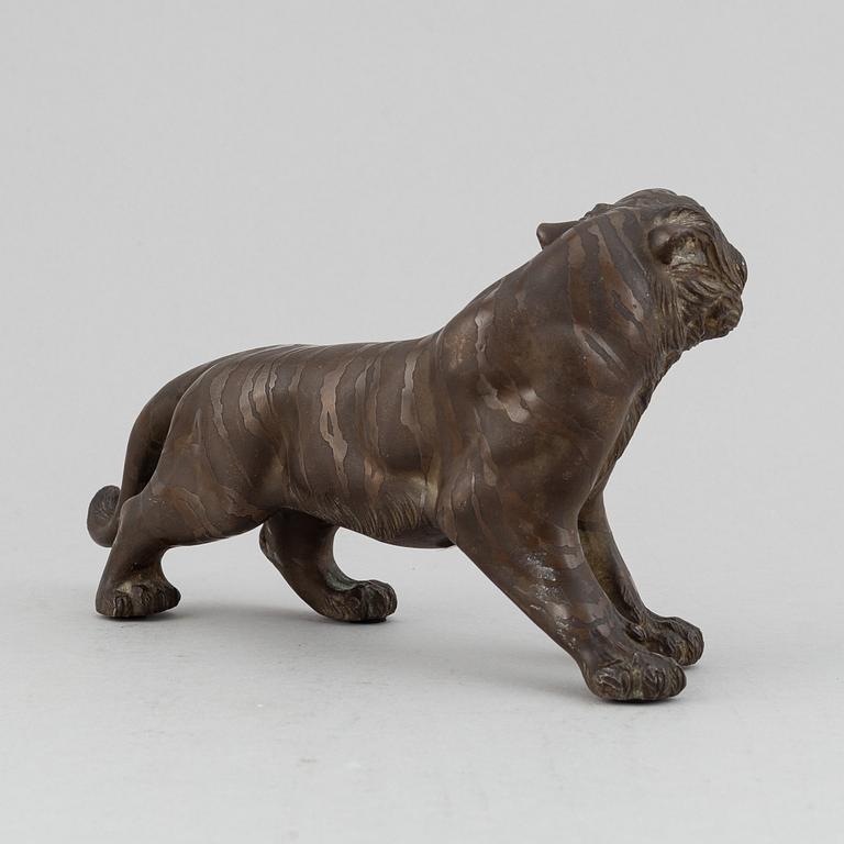 Skulptur/Okimono, brons, tiger, Japan, Meiji (1868-1912), 1800-talets slut. Signerad "Mitani".