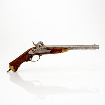 A Swedish rifled percussion pistol, 1850 pattern.