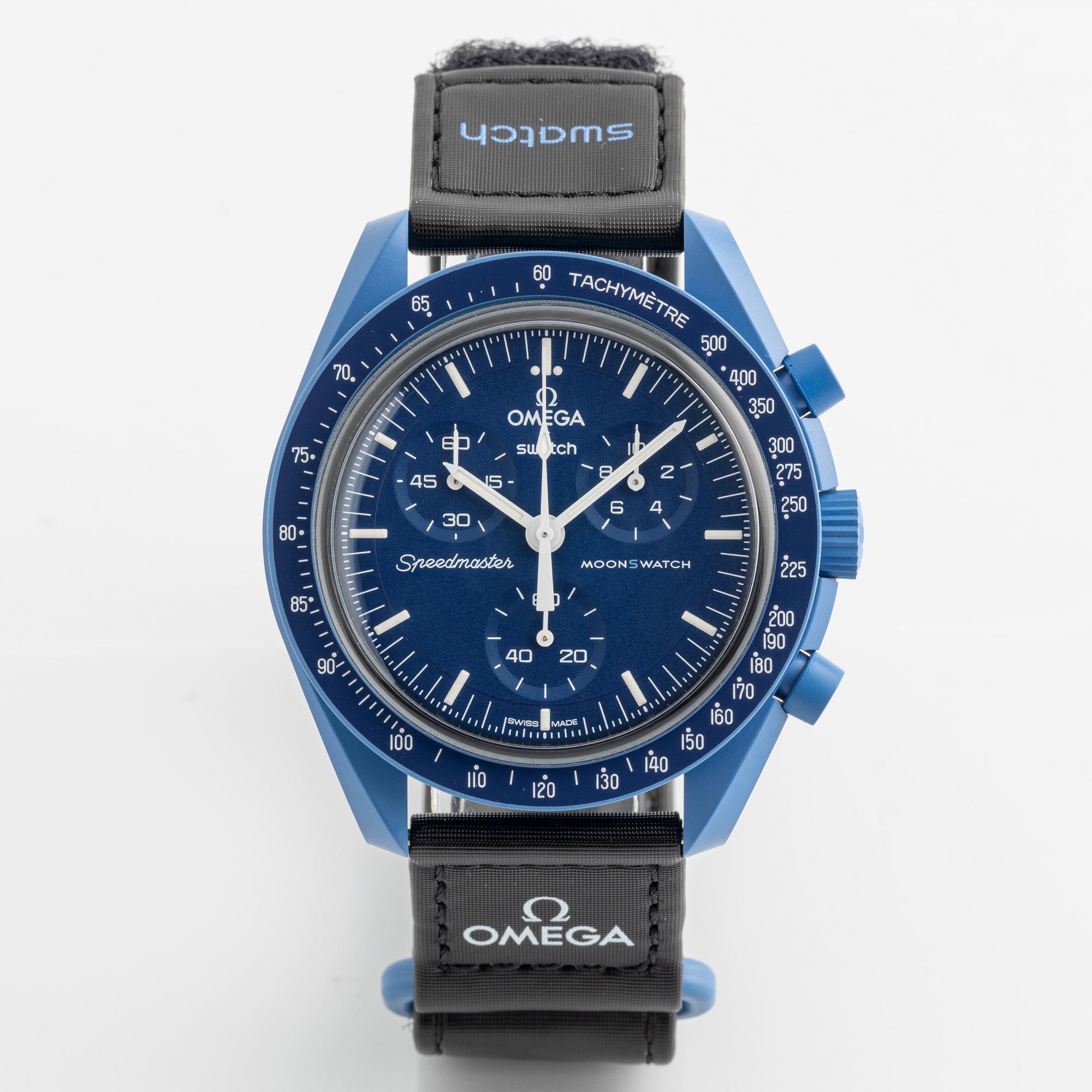 Swatch/Omega, MoonSwatch, Mission to Neptune, kronograf, armbandsur, 42 mm.