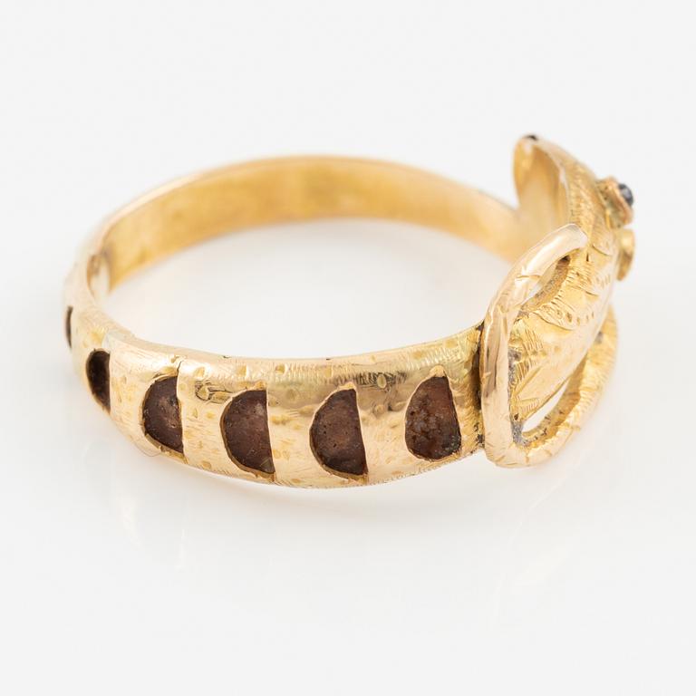 Ring, in the form of a serpent, 18K gold.