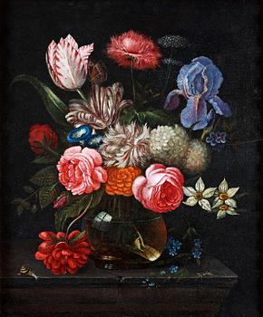 Nicolaes van Veerendael Follower of, Still life with flowers.