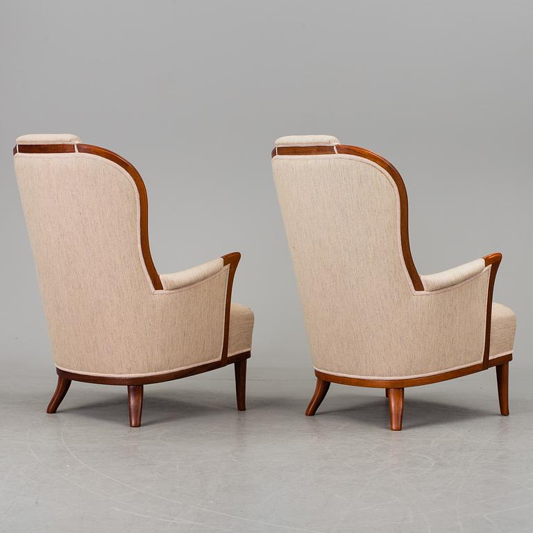 CARL MALMSTEN, fåtöljer, ett par, "Vår Fru", AB OH Sjögren, Tranås.