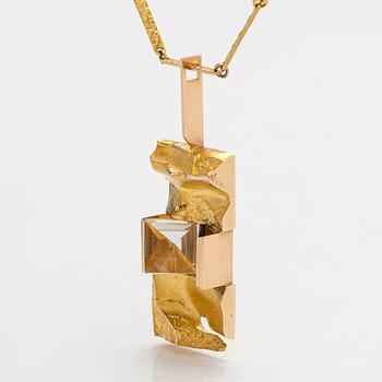 Björn Weckström, a 14K gold necklace, 'Janus', with smoky quartz and rock crystal for Lapponia 1969.