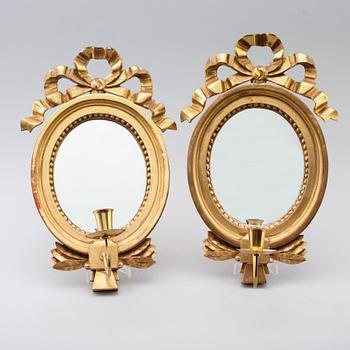 SPEGELLAMPETTER, 1 par, gustaviansk stil,1900-talets andra hälft.