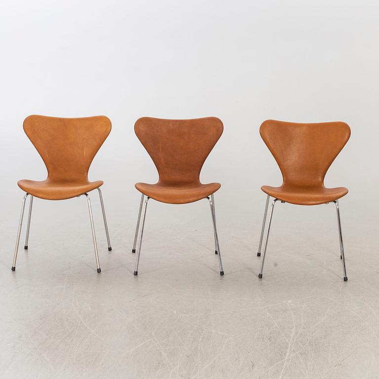 ARNE JACOBSEN, stolar 6 st "Sjuan" för Fritz Hansen Danmark sent 1900-tal.