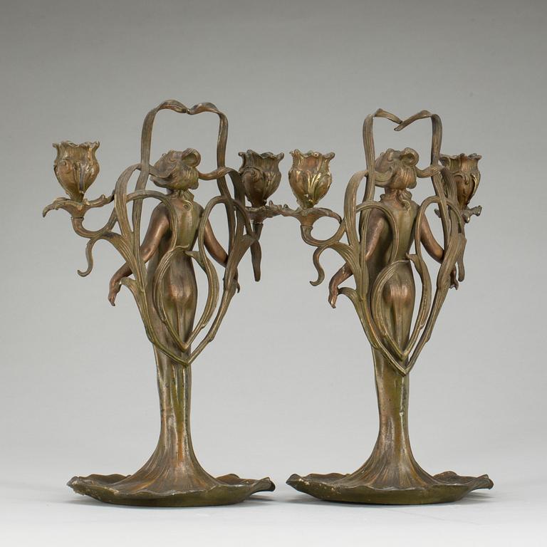 KANDELABRAR, ett par, Jugend.