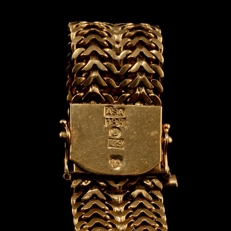 KLOCKLÄNK, 18k guld, ÄSA Ädelsmycken, Stockholm, 1970. Vikt 34 g.
