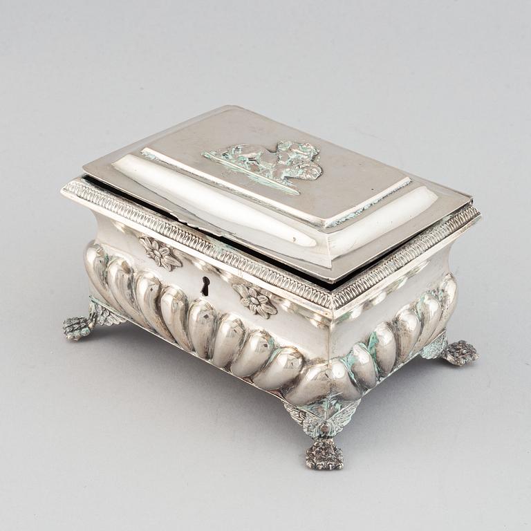 A silver sugar box, probably Poland, 19th century.