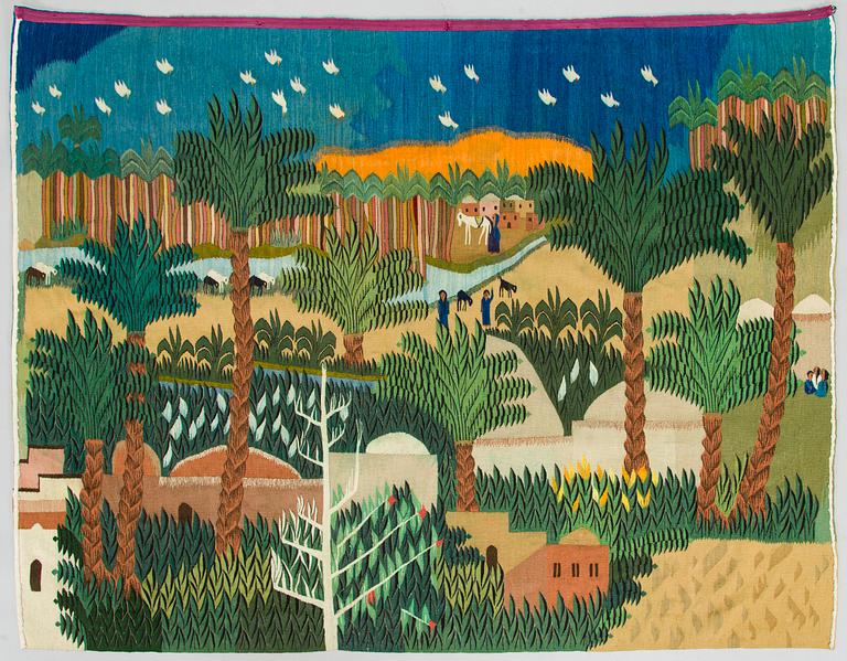 A Tapestry in Tapestry weave by Ramses Wissa Wassef, Egypt. Circa 146 x 185 cm.