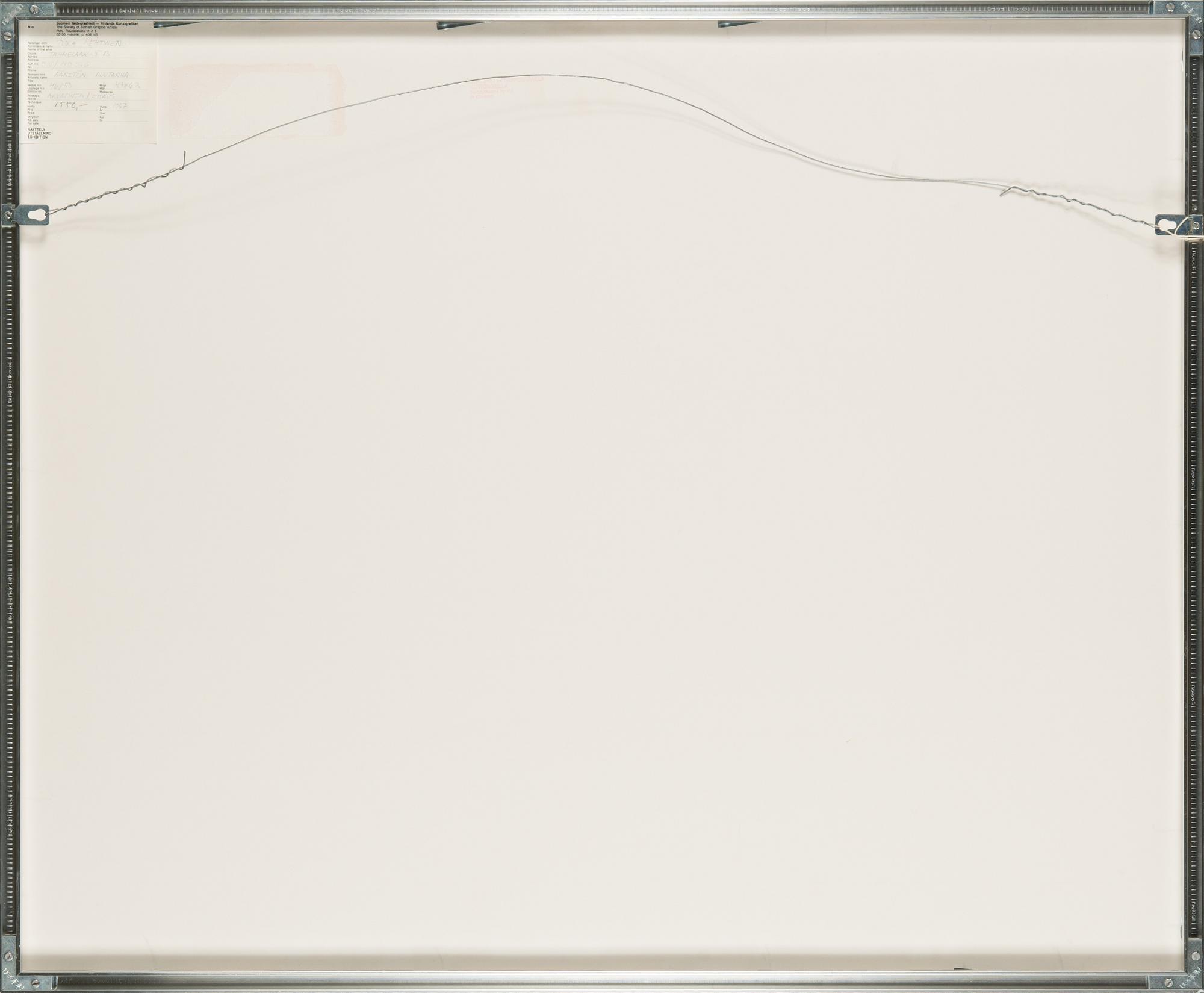 Tuula Lehtinen, etsaus, signeerattu ja päivätty 1987, numeroitu 46/50.