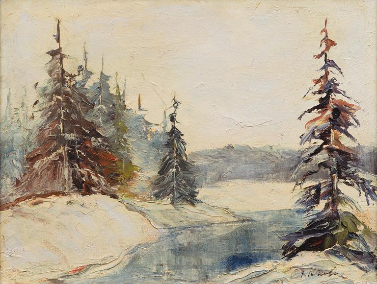 ERNST KROHN, öljy kankaalle, kiinnitetty levylle.